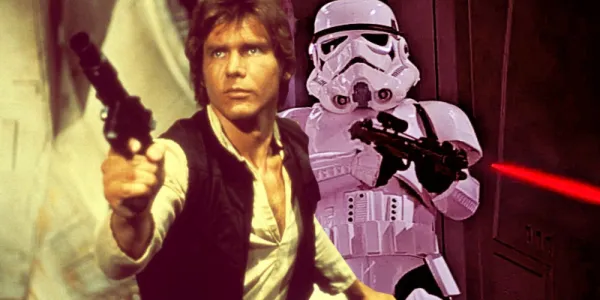   ハン・ソロとスター・ウォーズのブラスターを装備したストームトルーパー