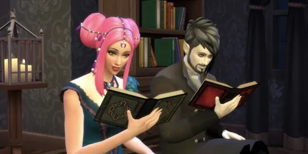   The Sims 4 のシムが本を読んでいます。