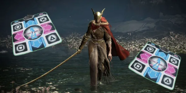   ファイアリング's Malenia surrounded by dance mats.