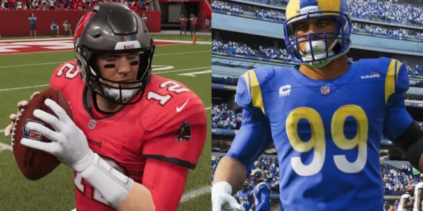   Tom Brady と Aaron Donald の分割画面