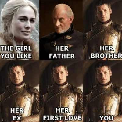   ジェイミー・ラニスターについての面白いミーム's relationship with his sister, Cersei.&nbsp;