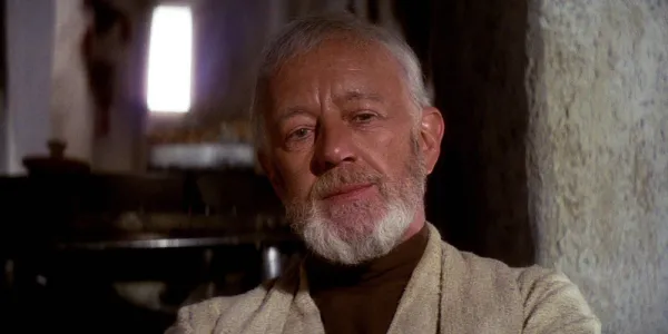   『スター・ウォーズ／新たなる希望』でタトゥイーンの隠れ家にいるオビ＝ワン・ケノービ役のアレック・ギネス