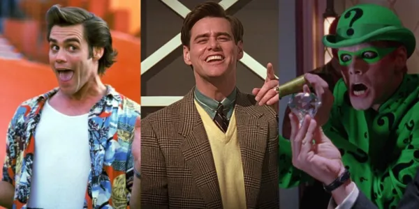   エース ベンチュラ ペット探偵、トゥルーマン ショー、バットマン フォーエバーでのジム キャリーの分割画像