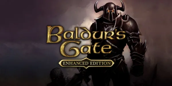   バルダー's Gate: Enhanced Edition key art featuring an armored warrior.