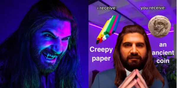   ナンドールと『What We Do in the Shadows』のミームを示す分割画像