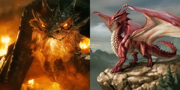   ダンジョンズ アンド ドラゴンズのスマウグとレッド ドラゴンの分割画像