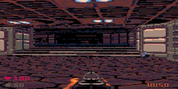   DOOM の PICO-8 デメイクである POOM の最初のレベルの最初のスクリーンショット