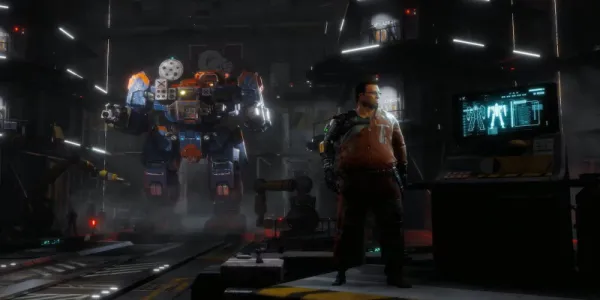   BattleTech 2018のメカスーツの前に立つ男性