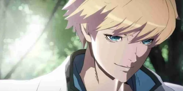   Guilty Gear Strive の Ky Kiske は、森の中で物思いにふけっているように見えます。