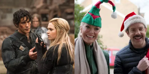   The 100 のクラークとベラミー、テッド ラッソのテッドとレベッカの分割画像