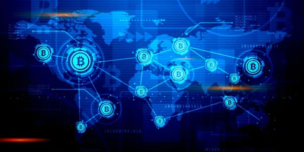   青で BTC ネットワークの世界地図
